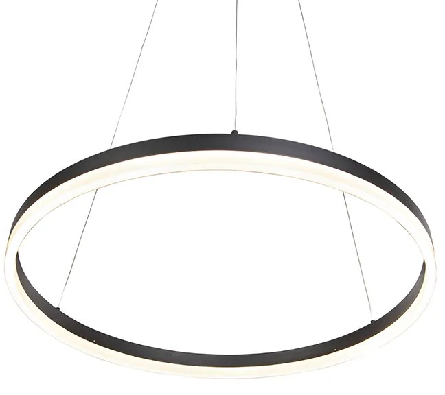 Luminária pendente design preto 60cm com LED e dimmer - ANELLO Moderno