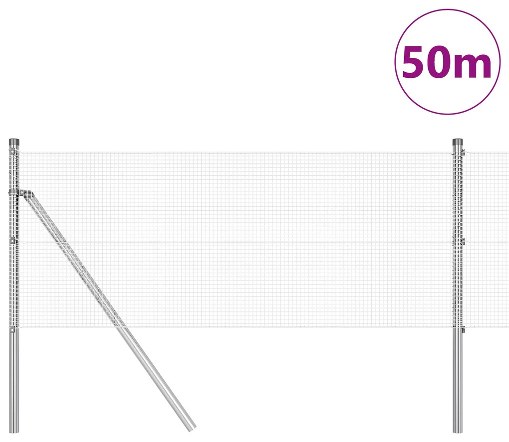Cerca de Fio Soldado com 13 Postes 0.6x50 m Aço Galvanizado