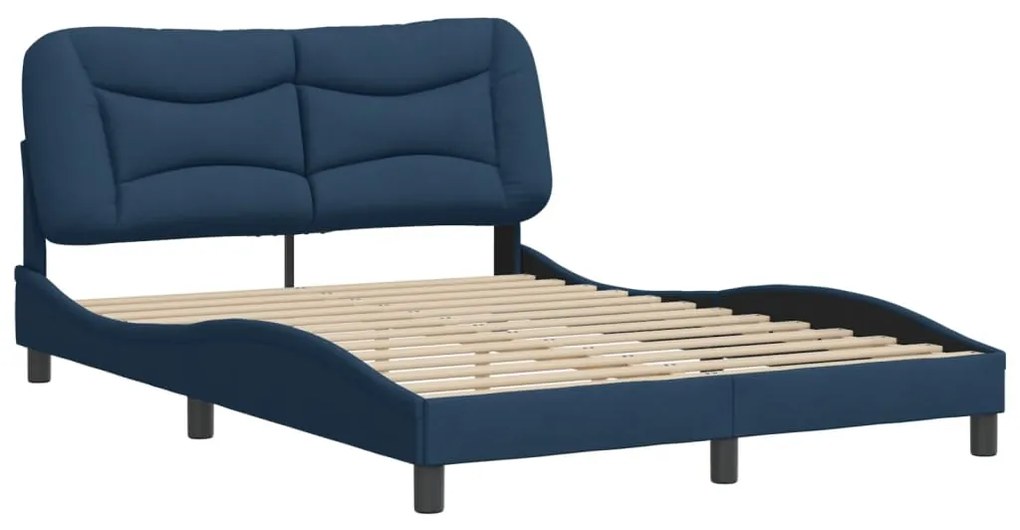 Estrutura de cama sem colchão 140x200 cm tecido azul