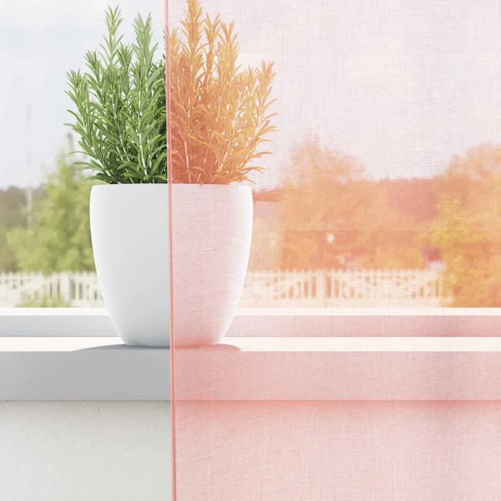 Cortinas de voile com bolsos para varão 2 pcs rosa