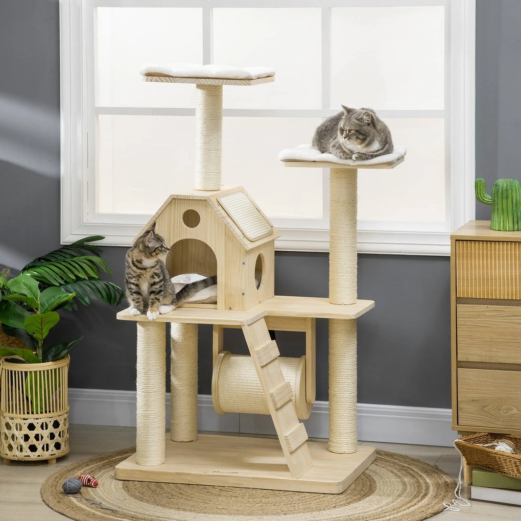 PawHut Árvore Arranhador para Gatos Altura 125cm Torre para Gatos com