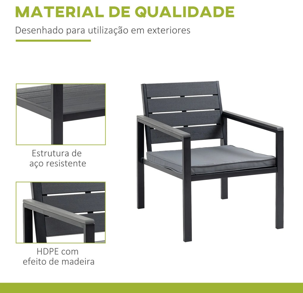 Outsunny Conjunto de Móveis de Jardim 4 Peças Mesa de Centro Banco 2 L