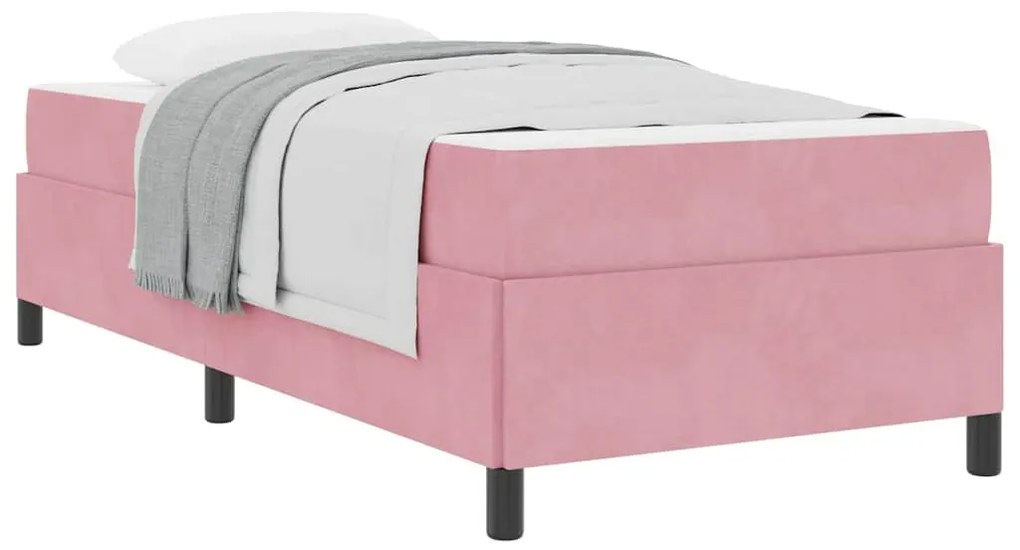 Estrutura da Cama Outros Rosa e branco 100 x 200 cm Veludo