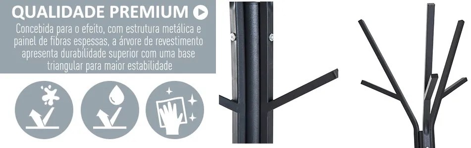 Cabide Lious – 45x45x180 cm – Preto – Design Vintage