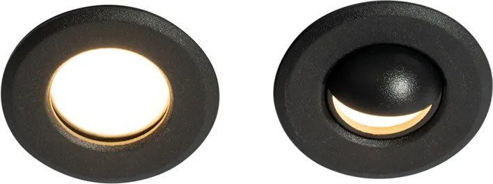 Conjunto de 5 focos embutidos modernos pretos com LED IP67 - Linsey