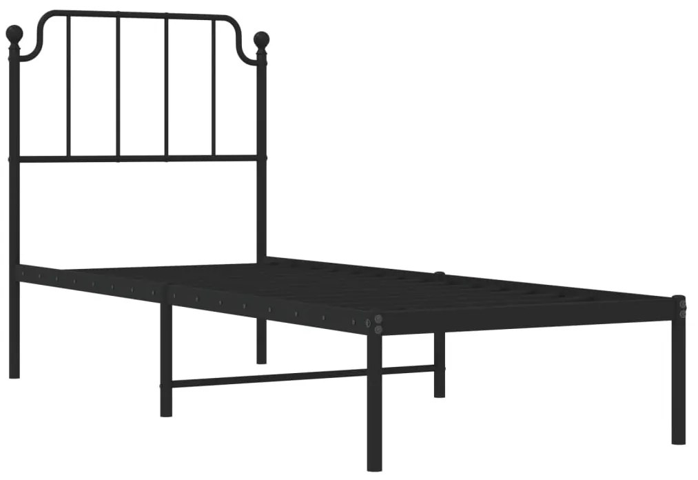 Estrutura de cama com cabeceira 80x200 cm metal preto
