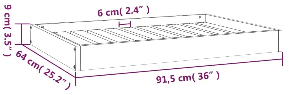 Cama para cães 91,5x64x9 cm pinho maciço castanho mel