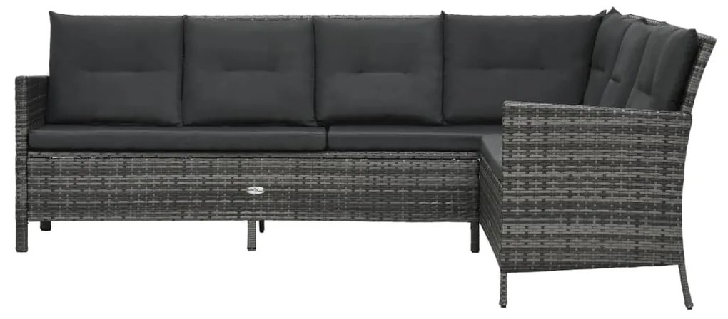 4 pcs conjunto lounge de jardim c/ almofadões vime PE cinzento