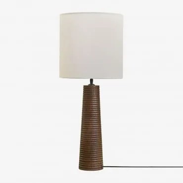 Candeeiro De Mesa Em Madeira De Manga Malva ↑40 Cm & Branco Ø30 Cm - ↑30 Cm Arlina - Sklum