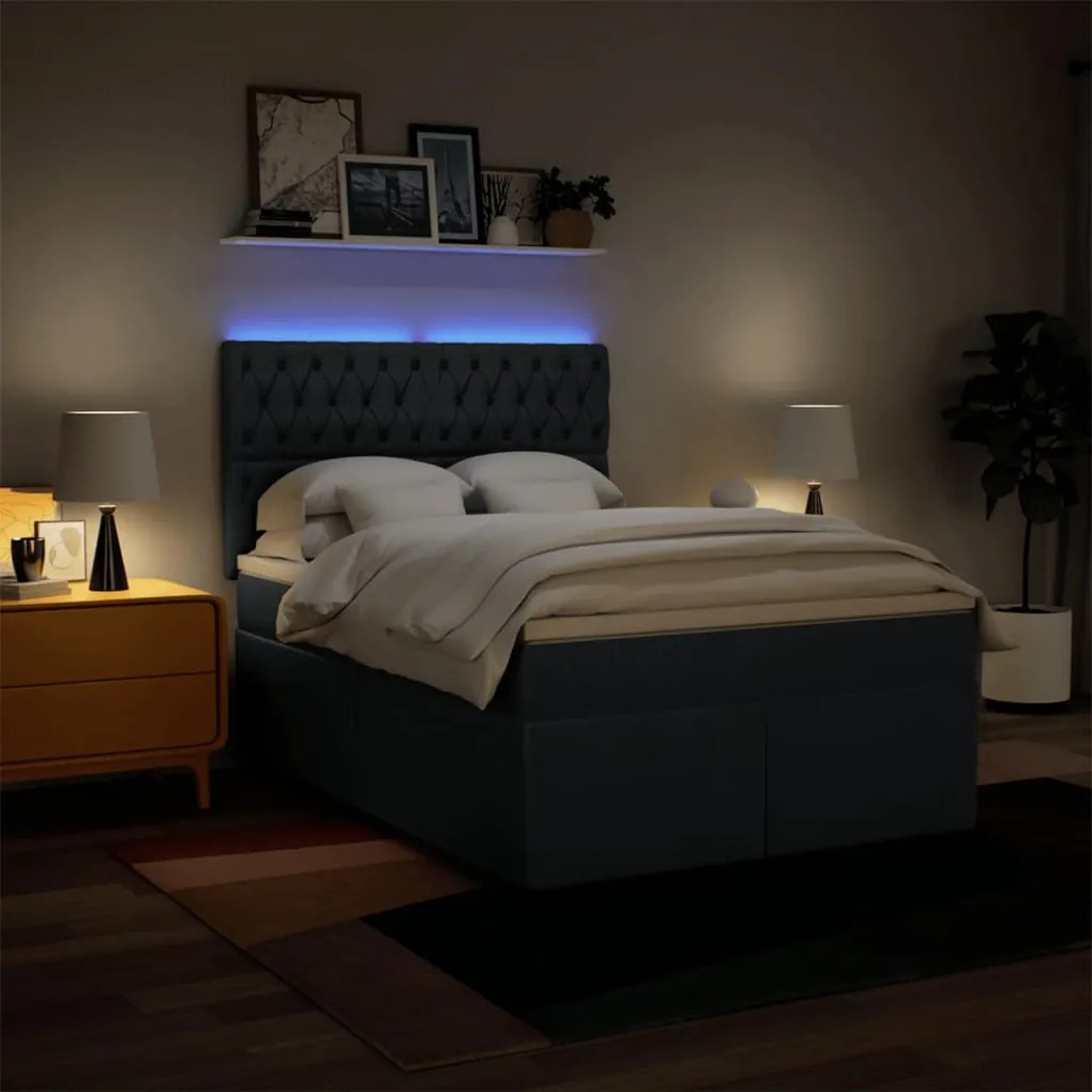 Cama com molas/colchão 140x190 cm tecido azul