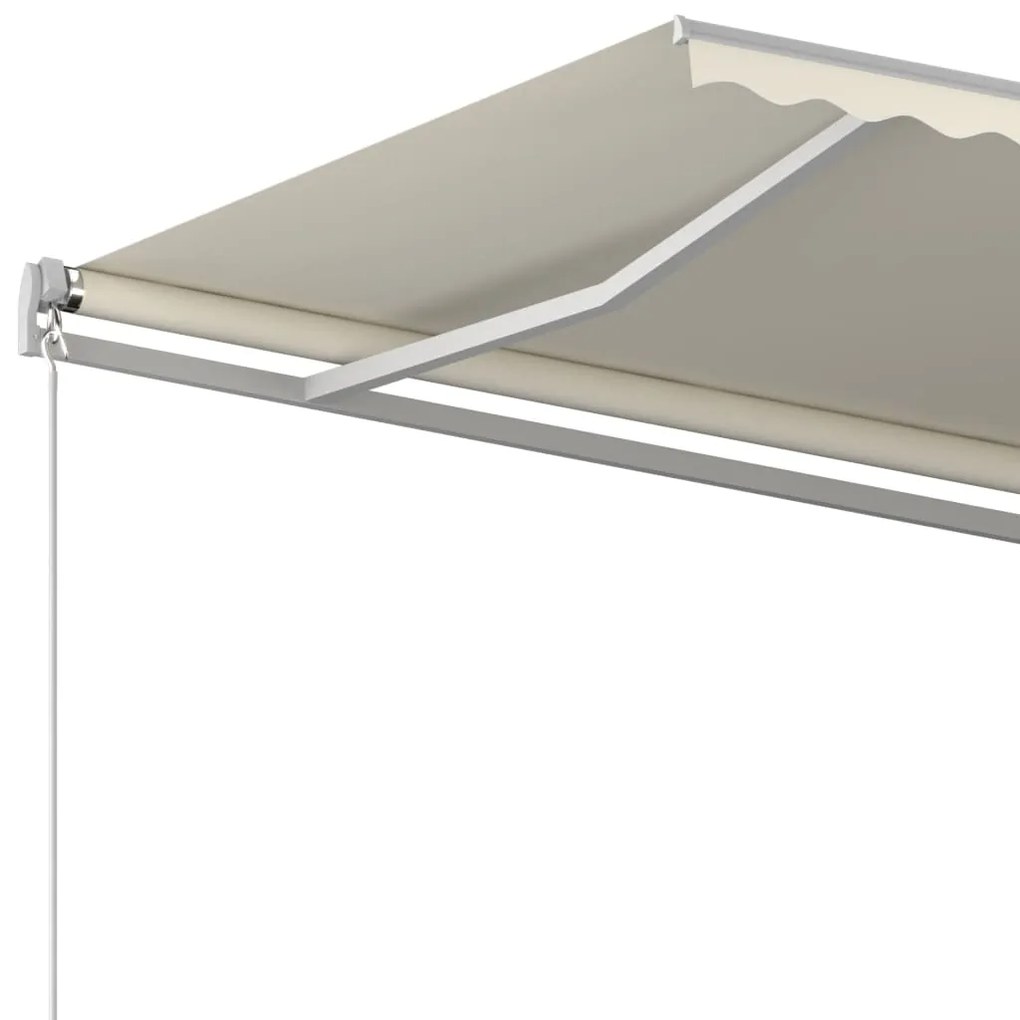 Toldo retrátil automático com postes 4x3,5 m cor creme