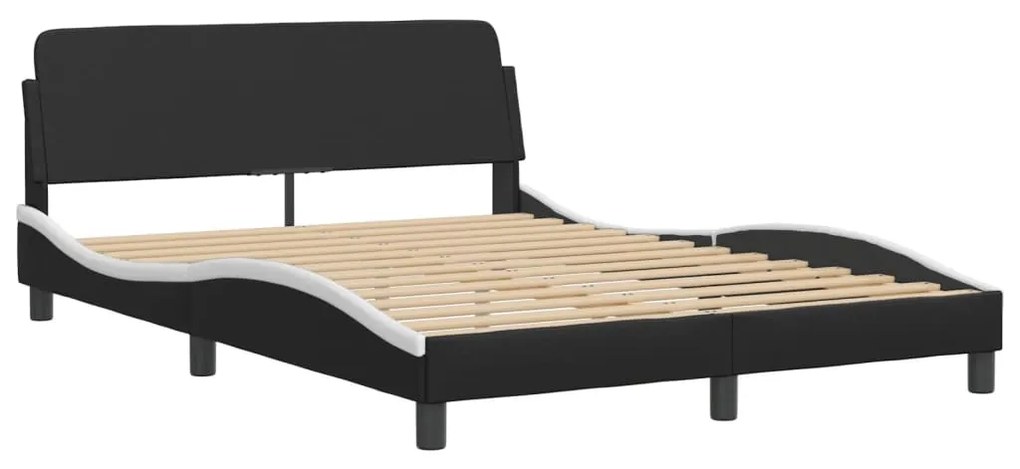 Cama com colchão 140x190 cm couro artificial preto