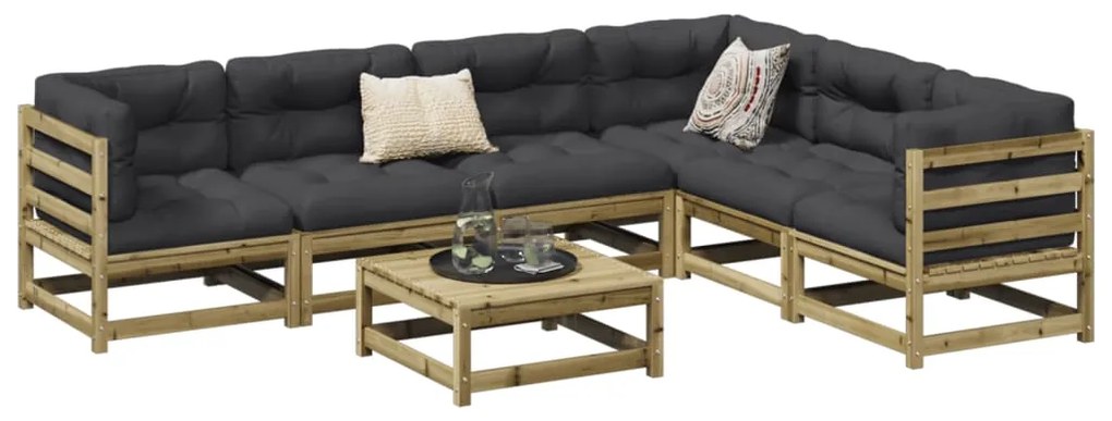 vidaXL 7 pcs conjunto sofás jardim madeira de pinho impregnada