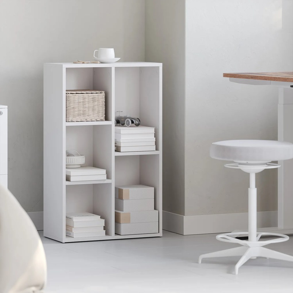 Estante para livros, com 5 compartimentos 24 x 50 x 80 cm branco