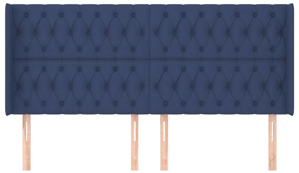 Cabeceira de cama c/ abas tecido 183x16x118/128 cm azul