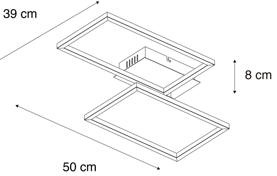 Candeeiro de teto quadrado em aço com dimmer de 3 níveis - Plazas Novo Moderno
