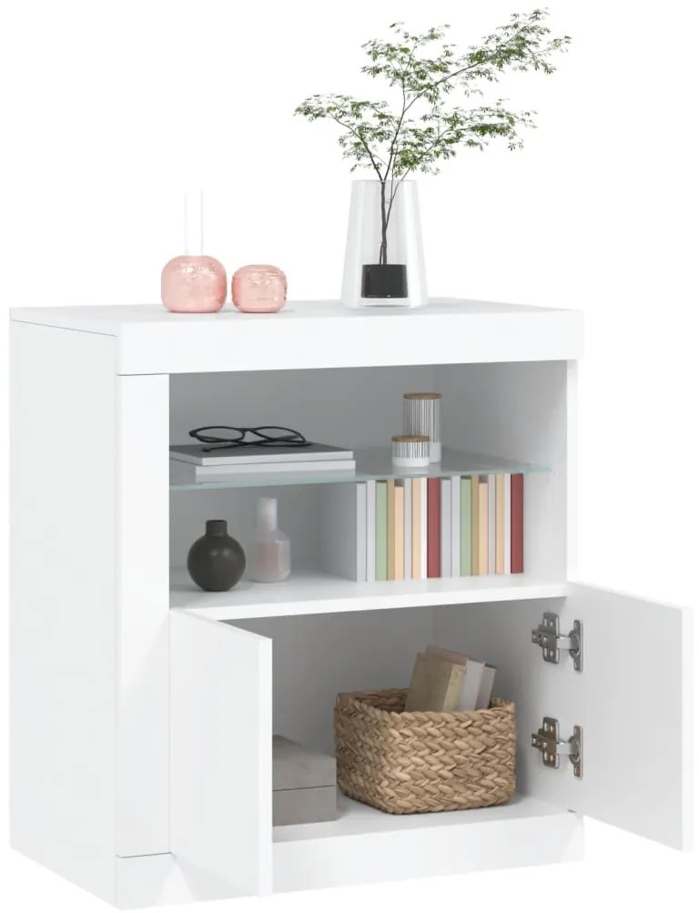 Aparador com luzes LED 60,5x37x67 cm branco