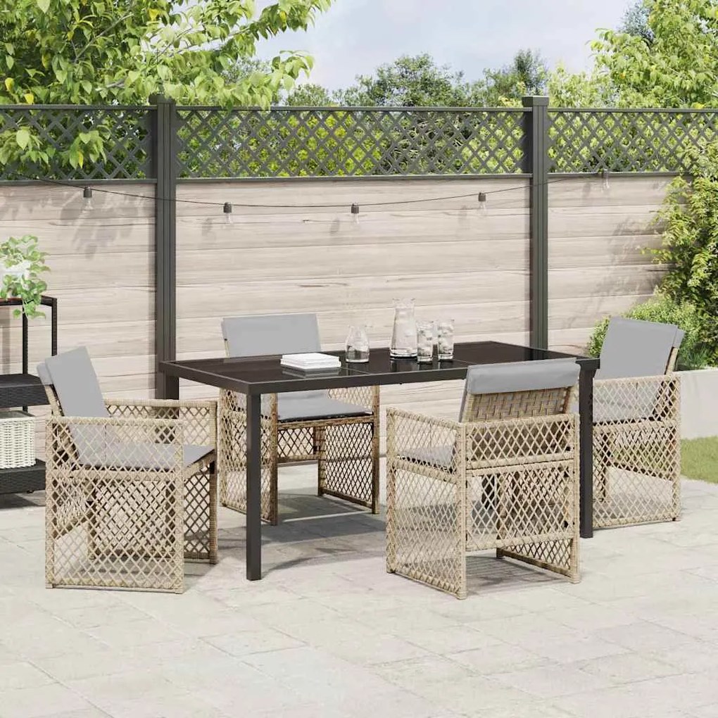 Conjunto de Jantar de Jardim vidaXL 5 Peças com Almofadas Bege Polirat