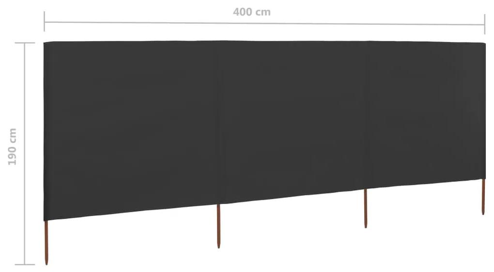 Para-vento com 3 painéis em tecido 400x160 cm antracite