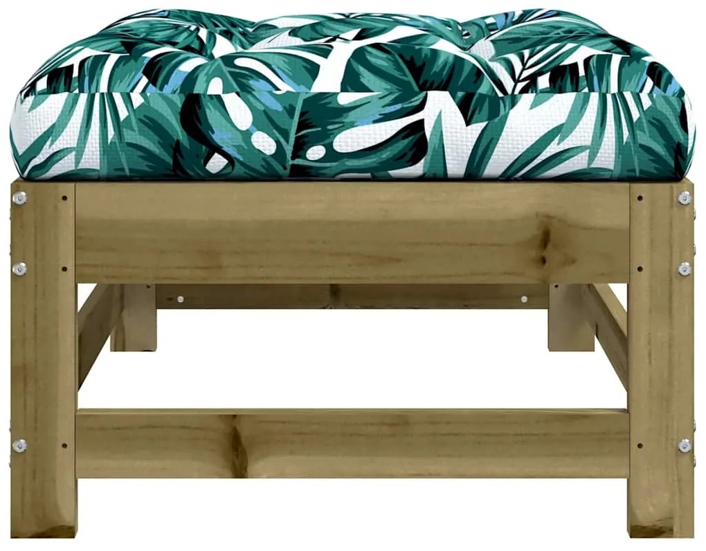 Apoios de pés p/ jardim c/ almofadões 2 pcs pinho impregnado
