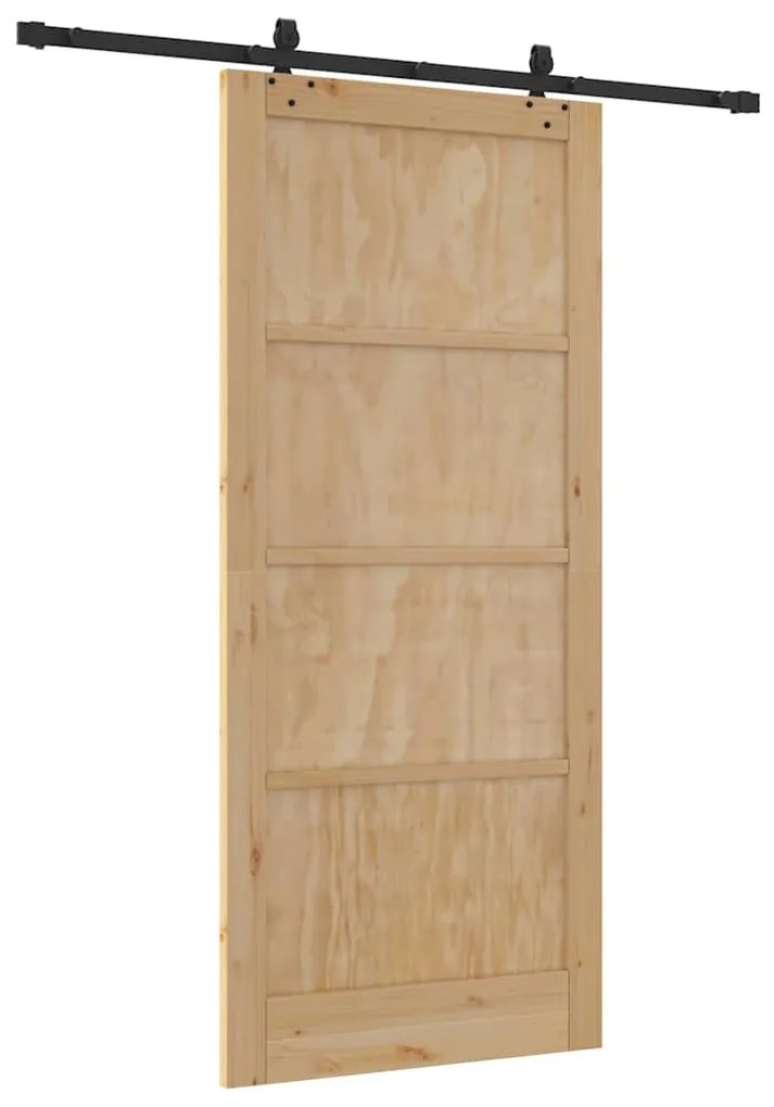 Porta Deslizante vidaXL com Conjunto de Hardware 93x211 cm Madeira Sól