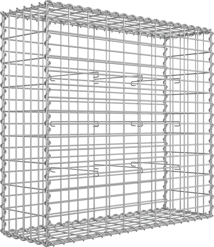Cesto de gabião 100 x 90 x 30 cm para pedras 1 peça Prateada