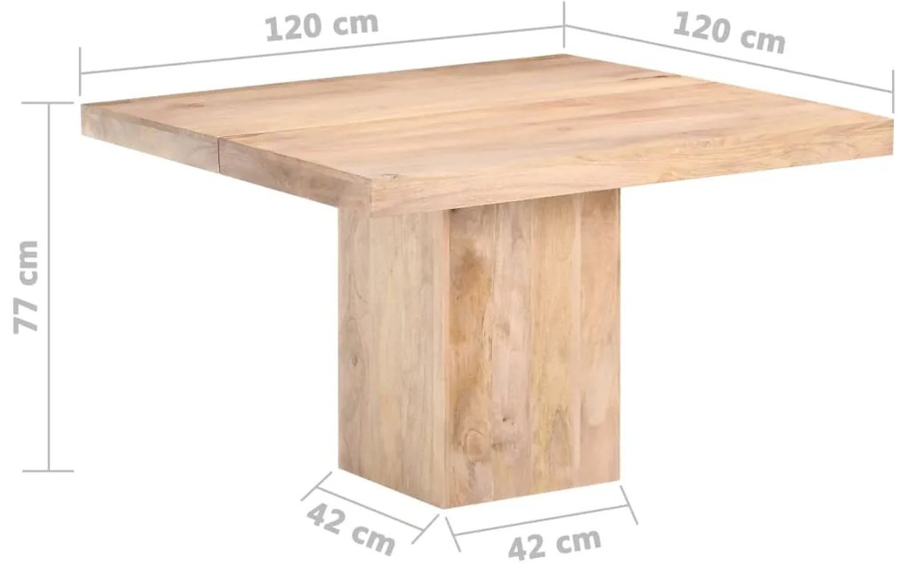 Mesa de jantar 120x120x77 cm madeira de mangueira maciça