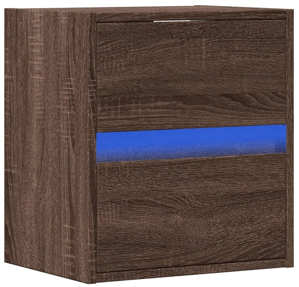 Móvel de parede p/ TV c/ luzes LED 41x31x45cm carvalho castanho