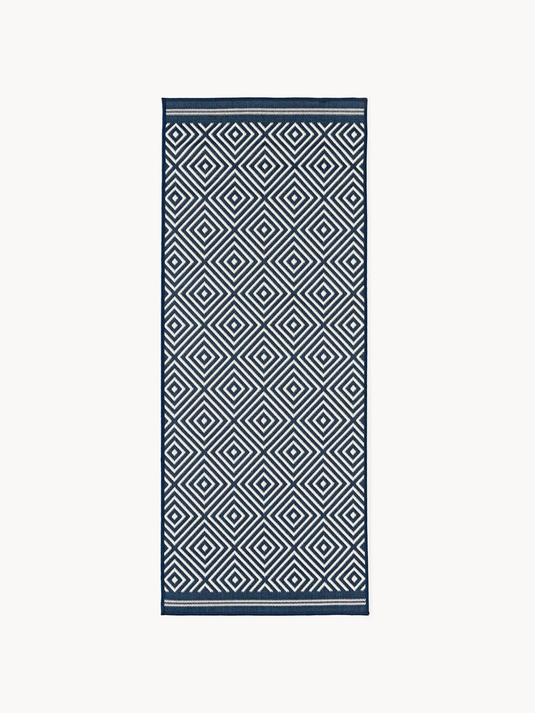 Passadeira reversível para interior e exterior com padrão de losangos Reddy