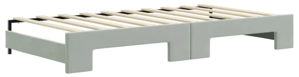 Sofá-cama c/ gavetão e colchões 90x190 cm veludo cinzento-claro