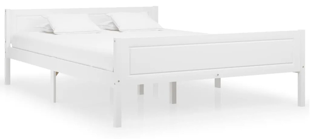 vidaXL Estrutura de cama em pinho maciço 140x200 cm branco