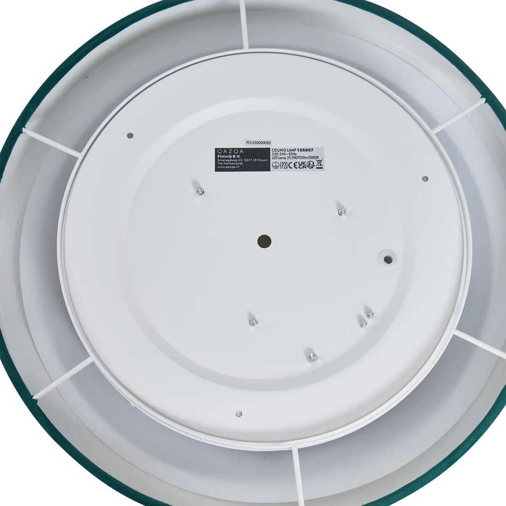 Plafon moderno veludo verde 40cm incl. LED regulável em 3 níveis - Sue