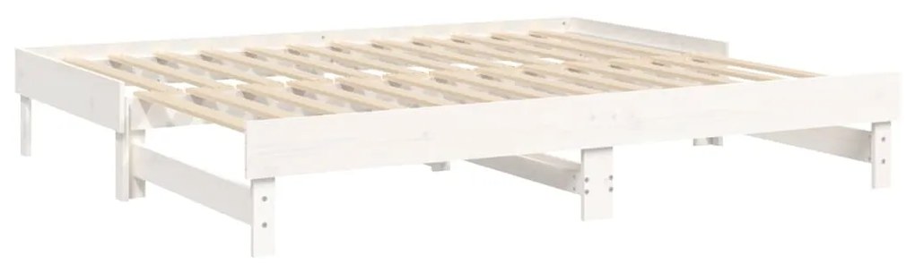 Sofá-cama de puxar 2x(100x200) cm madeira pinho maciça branco