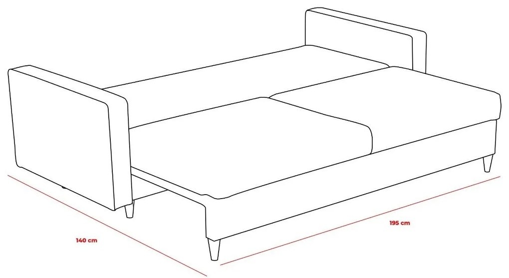 Sofá-cama de 3 Lugares Eva – Antracite – 210x82x90 cm
