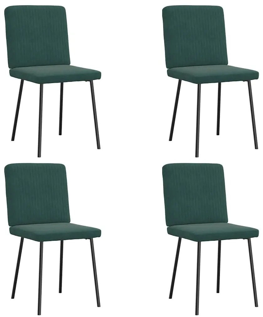 vidaXL Cadeiras de jantar 4 pcs veludo verde-escuro