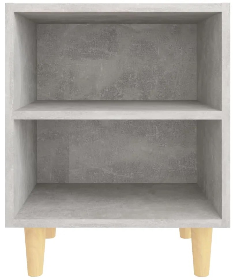 Mesa cabeceira pernas madeira maciça 40x30x50cm cinzento cimen.