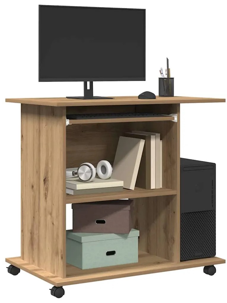 Mesa para computador carvalho artesanal 80x50x75 cm