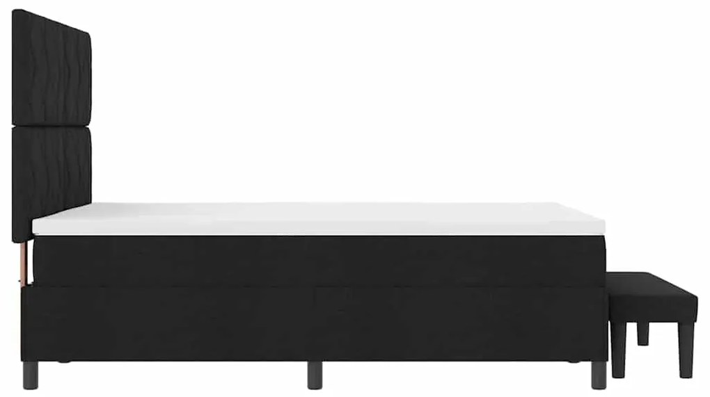 Cama Box Spring com Colchão &amp; Banco Preto 160x200 cm Tecido