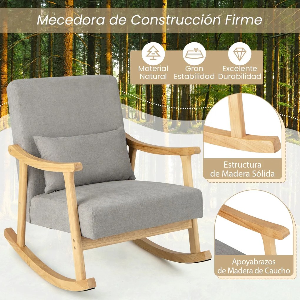 Cadeira de Baloiço, 90 x 66 x 83 cm, Encosto Ergonómico, Cinzento