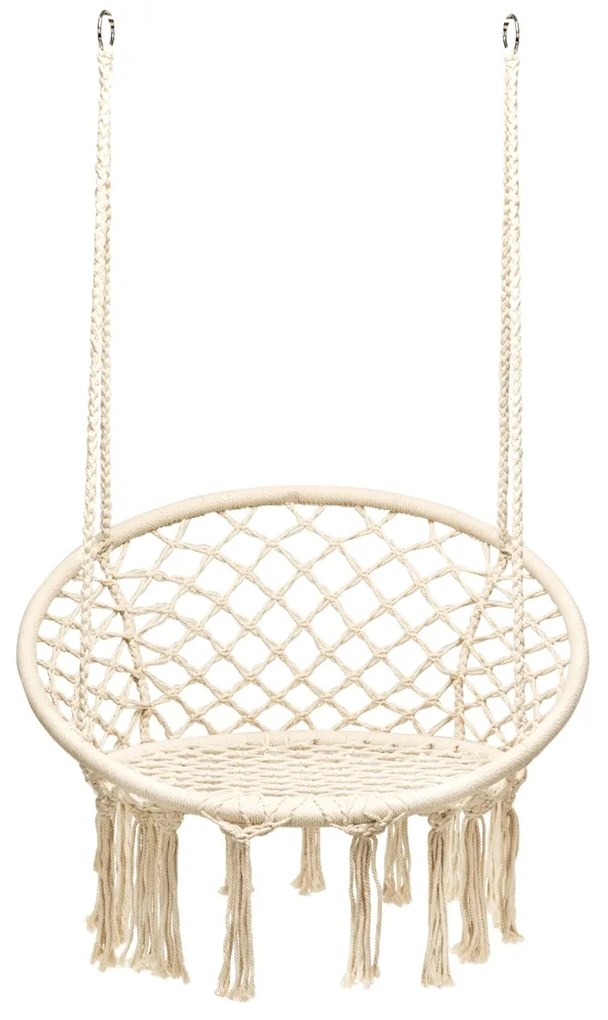 Cadeira de rede pendurar em algodão e aço com borlas Cadeira de rede até 150KG para Jardim Pátio Terraçõ Criança adulto 80 x 60 x 125 cm