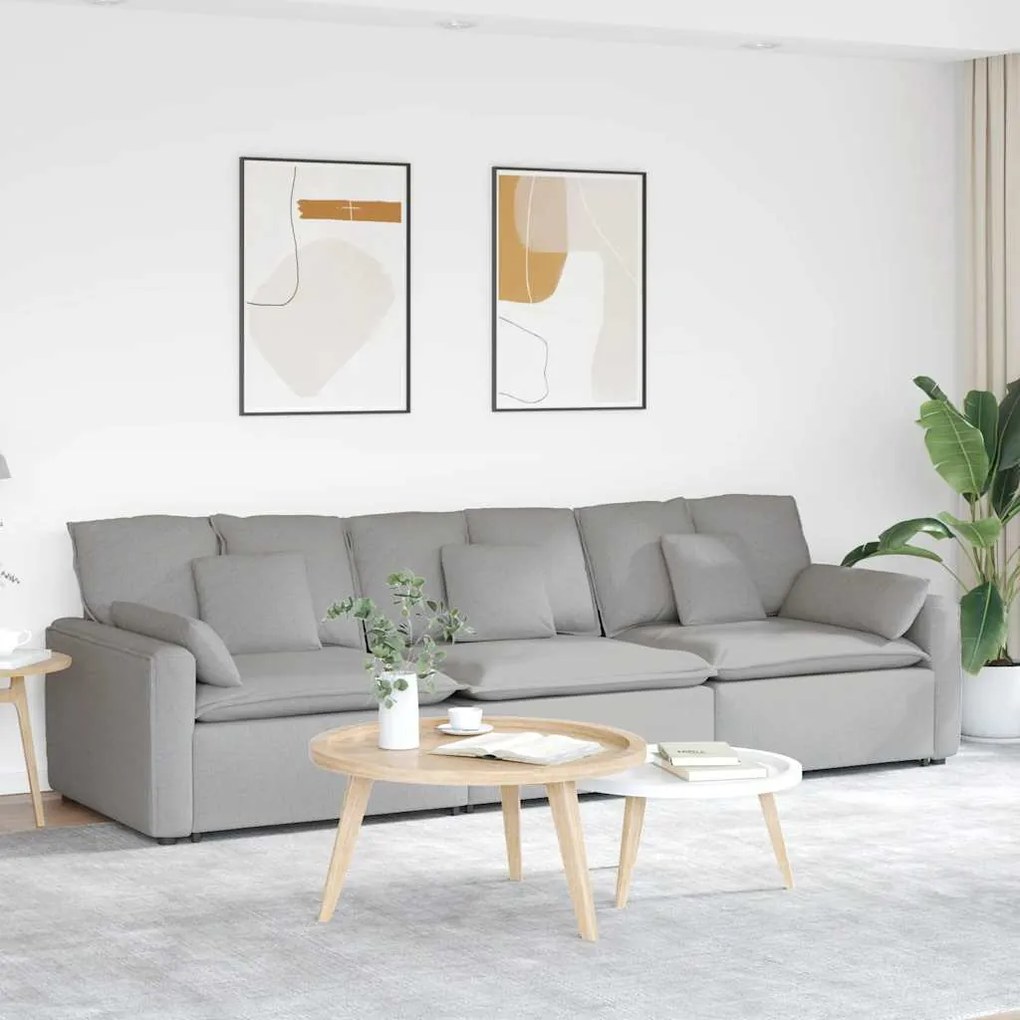 Sofá modular com almofadas cinzento nublado