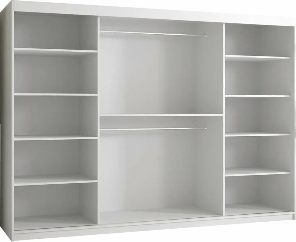 Roupeiro Elblaru 102, Preto, 200x250x62cm, 213 kg, Portas para roupeiro: Deslizante, Número de prateleiras: 9, Número de prateleiras: 9