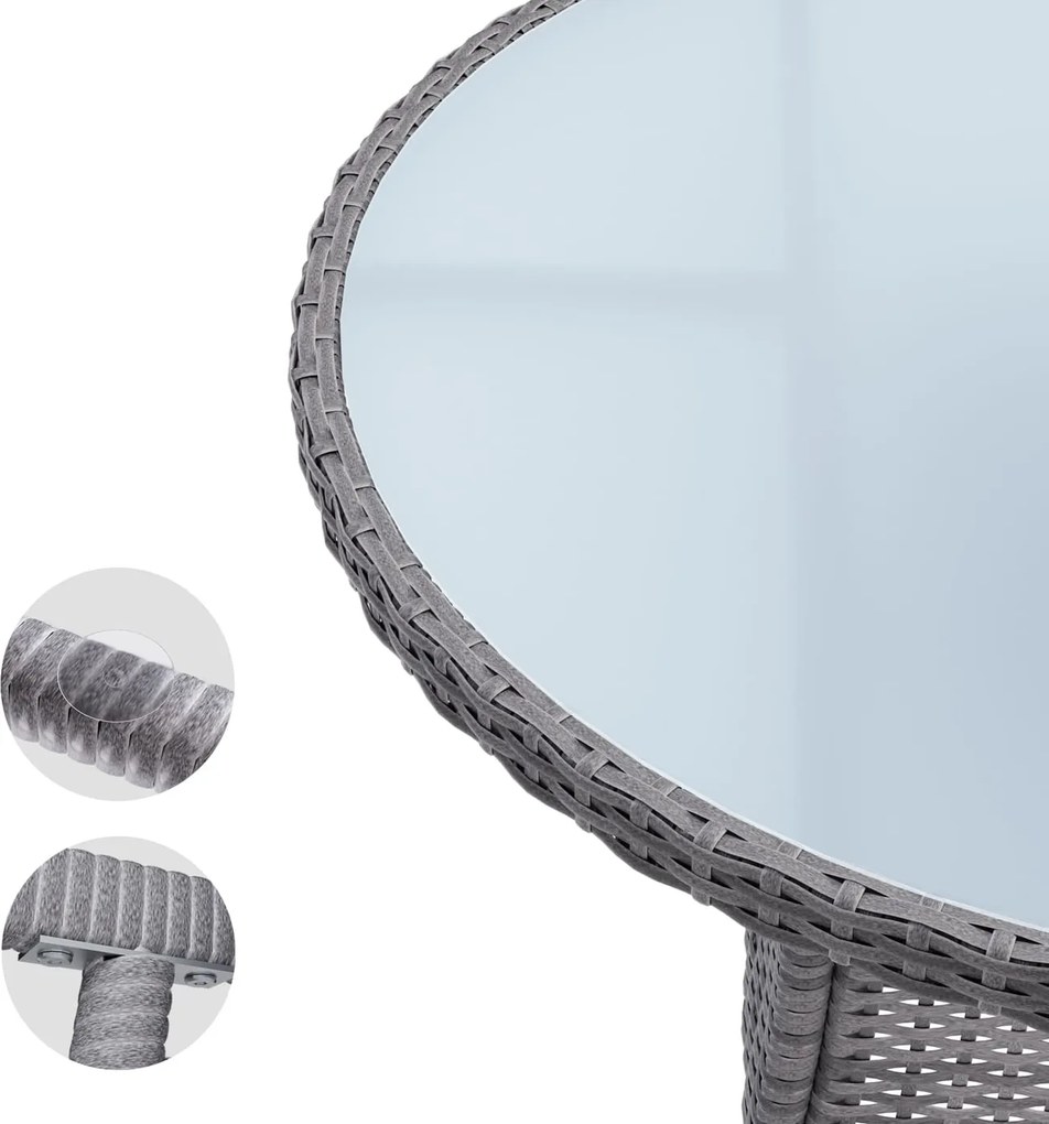 Mesa jardim Polyrattan redonda Ø60cm cinzenta