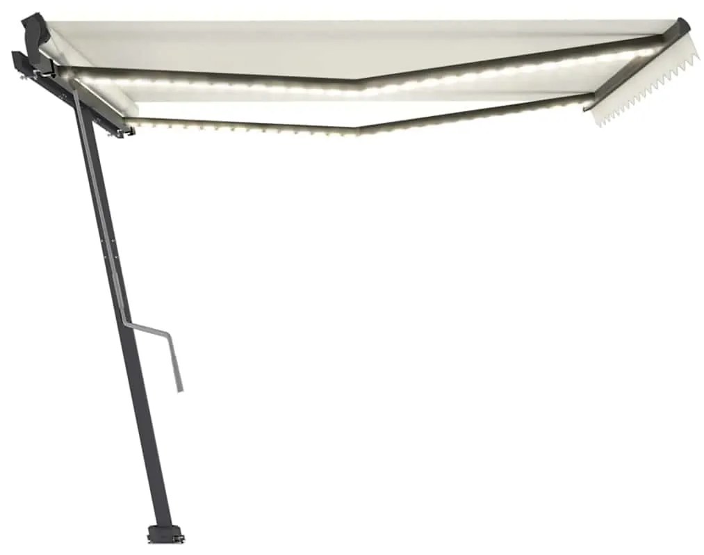 Toldo retrátil manual com LED 400x300 cm cor creme
