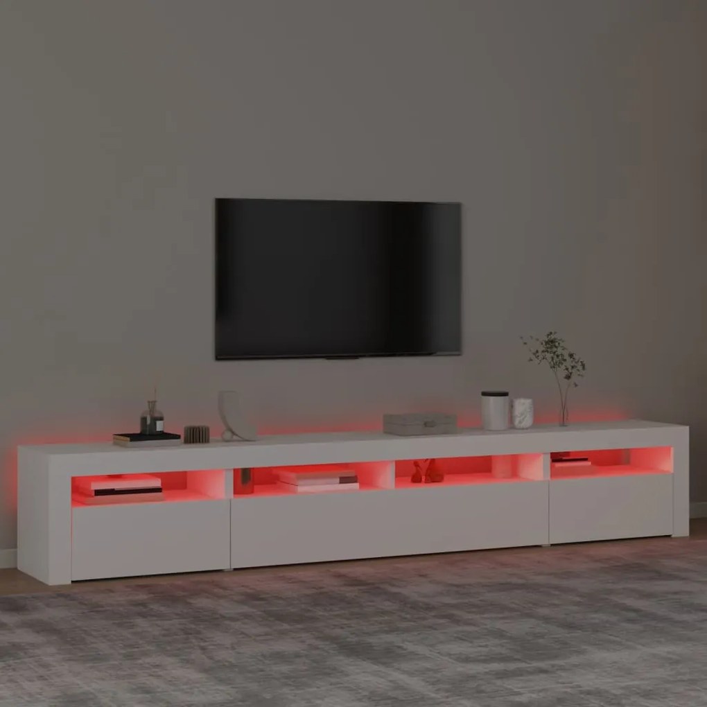 Móvel de TV com luzes LED 240x35x40 cm branco