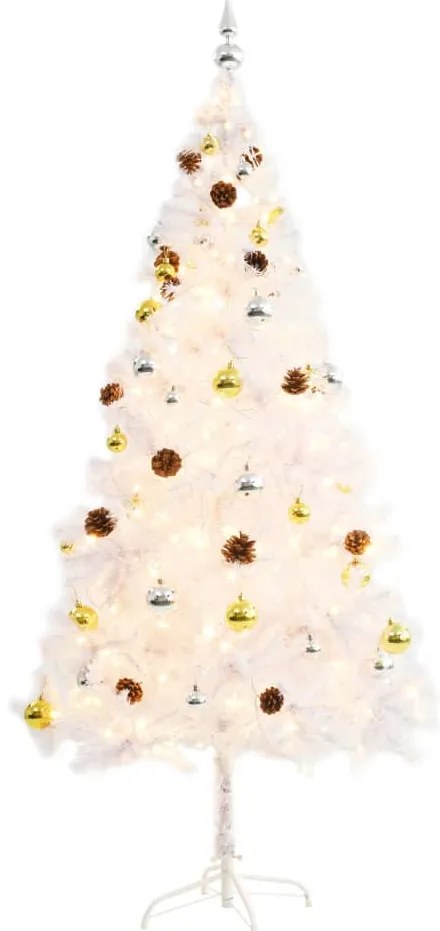 Árvore de Natal artificial pré-iluminada enfeites 180cm branco