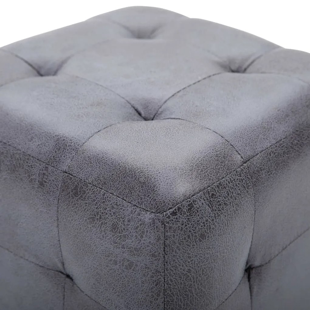 Pufe 2 pcs 30x30x30 cm camurça artificial cinzento
