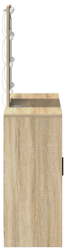 Mesa de Maquiagem com Luzes LED em Carvalho Sonoma, 102x33x135 cm
