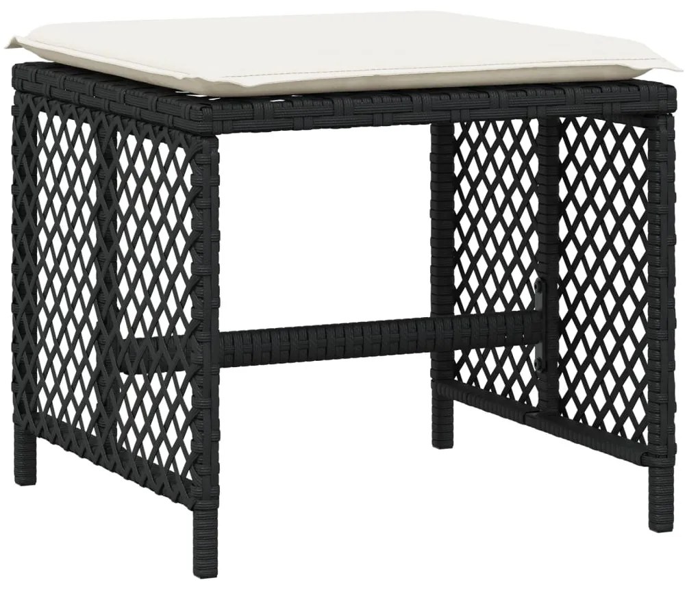 11 pcs conjunto de jantar p/ jardim c/ almofadões vime PE preto