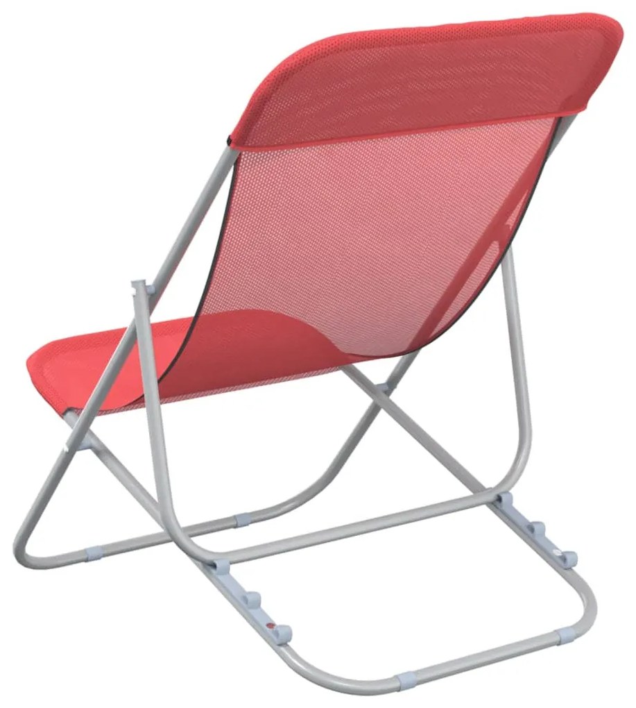 Cadeiras praia dobráveis 2pcs textilene/aço revest. pó vermelho